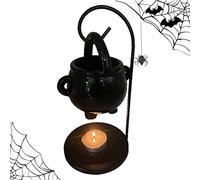 Toseky Halloween Wax Melter Cauldron gothic home decor Hanging Cauldron Wax Melt Burners, Candle Holder Oil Burner,Black Oil Incense Aroma Diffuser Home Decor,Spirit Meditation Decorations