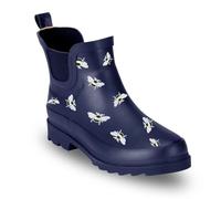 TOSH Ladies Chelsea Ankle Wellingtons Boots Short Pull On Waterproof Rubber Womens Riding Equestrian Wellies (Navy Bumble Bee, UK Footwear Size System, Adult, Women, Numeric, Medium, 5)