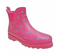 TOSH Ladies Chelsea Ankle Wellingtons Boots Short Pull On Waterproof Rubber Womens Riding Equestrian Wellies (Pink/Turquoise (Warm Lining), UK Footwear Size System, Adult, Women, Numeric, Medium, 8)