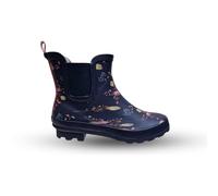 TOSH Ladies Chelsea Ankle Wellingtons Boots Short Pull On Waterproof Rubber Womens Riding Equestrian Wellies (Navy Floral, UK Footwear Size System, Adult, Women, Numeric, Medium, 4)
