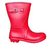 TOSH Womens Short Wellingtons Half Leg Boots Festival Wellies Dog Walking Ladies Buckle Adjustable Camping (Red UK 6)