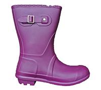 TOSH Womens Short Wellingtons Half Leg Boots Festival Wellies Dog Walking Ladies Buckle Adjustable Camping (Plum UK 4)