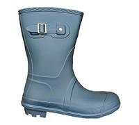 TOSH Womens Short Wellingtons Half Leg Boots Festival Wellies Dog Walking Ladies Buckle Adjustable Camping (Grey UK 6)