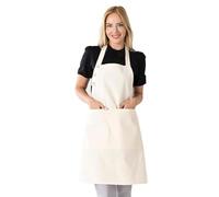 TOSHE Kitchen Apron Waterdrop Resistant Cotton Apron with adjustable Aprons for Women with Pockets 10 Color option Cooking Cream Apron (Cream)