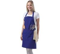 TOSHE Kitchen Apron Waterdrop Resistant Cotton Apron with adjustable Aprons for Women with Pockets 10 Color option Cooking Blue Apron (Navy Blue)