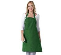 TOSHE Kitchen Apron Waterdrop Resistant Cotton Apron with adjustable Aprons for Women with Pockets 12 Color option Cooking Green Apron (Green)