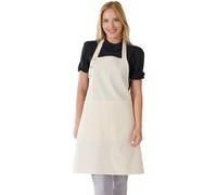 TOSHE Kitchen Apron Waterdrop Resistant Cotton Apron with adjustable Aprons for Women with Pockets 10 Color option Cooking Cream Apron (Cream)