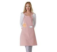 TOSHE Kitchen Apron Waterdrop Resistant Cotton Apron with adjustable Aprons for Women with Pockets 10 Color option Cooking Powder Pink Apron (Powder Pink)
