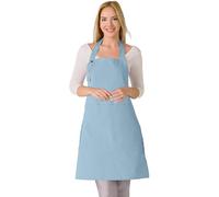 TOSHE Kitchen Apron Waterdrop Resistant Cotton Apron with adjustable Aprons for Women with Pockets 10 Color option Cooking Apron Light Blue (Light Blue)