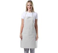 TOSHE Kitchen Apron Waterdrop Resistant Cotton Apron with adjustable Aprons for Women with Pockets 10 Color option Cooking Silver Apron (Silver)