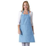 TOSHE Kitchen Apron Waterdrop Resistant Cotton Apron with adjustable Aprons for Women with Pockets 10 Color option Cooking Apron Light Blue (Light Blue)