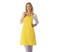 TOSHE Kitchen Apron Waterdrop Resistant Cotton Apron with adjustable Aprons for Women with Pockets 10 Color option Cooking Yellow Apron (Yellow)