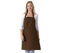 TOSHE Kitchen Apron Waterdrop Resistant Cotton Apron with adjustable Aprons for Women with Pockets 12 Color option Cooking Brown Apron (Brown)