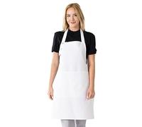 TOSHE Kitchen Apron Waterdrop Resistant Cotton Apron with adjustable Aprons for Women with Pockets 10 Color option Cooking White Apron(White)