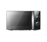 TOSHIBA 20L Black Silver Mirror Microwave Oven,700W Manual Solo Compact Countertop Microwave With 5 Power Levels, Automatic Defrost, Clock and Timer, Easy Clean, Perfect for 9'' Pizza, MW2-MM20PF(MBS)