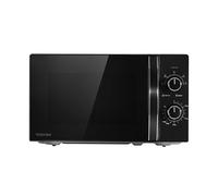 TOSHIBA Black Mirror Front Microwave 20 Liter 700W Manual Control, Compact with 5 Power Levels, Automatic Defrost, Perfect for 9'' Pizza, Clock and Timer, Easy Clean, MW2-MM20PF(MB)