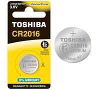 Toshiba CR2016 Button Battery, 3V Lithium Battery, Ultra Long Life, 10 Year Shelf Life, Mercury-Free, Ideal for Remote Controls, Airtags, Calculators, Car Keys, 40700104