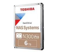 Toshiba N300 PRO 6TB Large-Sized Business NAS (up to 24 bays) 3.5-Inch Internal Hard Drive - Up to 300 TB/year Workload Rate CMR SATA 6 GB/s 7200 RPM 256 MB Cache - HDWG460XZSTB
