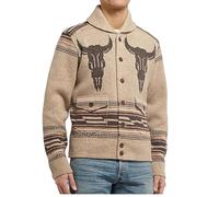 TOSHIKII Men's Aztec Open Front Sweaters Mens Shawl Collar Aztec Western Cardigan Sweater Coat, M-3XL