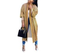 TOSHIKII Women's Ankara Printed Long Cardigan Women's African Long Open Front Robe Dashiki Long Loose Kimono Robe