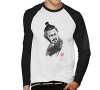 Toshiro Mifune Close Up Watercolour Men's Baseball Long Sleeved T-Shirt White/Black