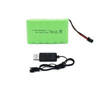Tosiicop 7.2V 2400mAh NiMH Battery - RC Car Rechargeable Battery AA with SM-2P 2 Pin Plug and USB Charge Cable for RC Truck Car Boat High Speed Capacity Cars Vehicles Batteries (7.2V 2400mAh)