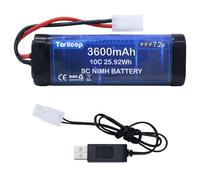 Tosiicop 7.2V 3600mAh RC Car Battery Pack - 7.2 Volt NiMH Rechargeable Batteries with Tamiya Plug Connector for Remote Control Car Monster Trucks Buggy Truggy Boat Tank and Related
