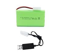 Tosiicop 9.6V 2400mAh NiMH Battery - RC Car Rechargeable Battery AA with Tamiya KET-2P Plug and USB Charge Cable for RC Car Spare Part RC Tank Boat Batteries (9.6V 2400mAh)