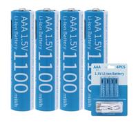 Tosiicop AAA Rechargeable Lithium Batteries - 4 Pack USB-C Rechargable Li-Ion Battery 1.5V 1100mWh with 4 in 1 USB to Type-C Charger Fast Charging Ca