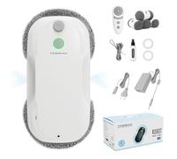 Tosima W5 Window Cleaning Robot, Dual Direction Auto-Spray Smart Window Cleaner with Triple Safety System, Smart Navigation, Remote Control, for All Smooth Surfaces, with 8 Rags, White