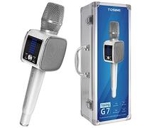 TOSING G7 Karaoke Microphone for Adults, 20 W, Professional/Musician/Singer, LCD TWS 70Hz/58 mm Speaker with 2 Woofer and Integrated Diaphragm in tune Amp/PC/TV/Car Singing Recording Podcast (White)