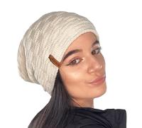 TOSKATOK® Ladies Mens Unisex Warm Winter Textured Knit Slouch Beanie hat with Cosy Faux Fur Teddy Fleece Liner-A-Cream