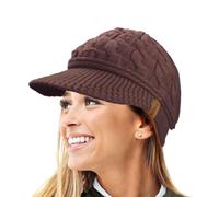 TOSKATOK Ladies Peaked Cable Knit Warm R80 Teddy Fleece Lined Beanie Winter Hat Cap-Chocolate