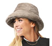 TOSKATOK Ladies Soft Winter Fluffy Faux Fur Bucket Hats - Animal Print and Plain Vintage Retro Styling