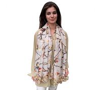 TOSKATOK Ladies Stylish Long Lightweight Scarves Wraps Shawls Patterned Bird prints, Butterflies and Floral Prints-NATURAL PARADISE