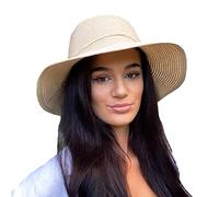 TOSKATOK® Ladies Womens Floppy Foldable Summer Sun Hat UPF 50+ Protection Wide Brim-Cream