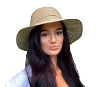 TOSKATOK® Ladies Womens Floppy Foldable Summer Sun Hat UPF 50+ Protection Wide Brim-Latte