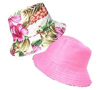 TOSKATOK Ladies Womens Reversible Cotton Retro Floral Bush Bucket Sun Hat-Pink