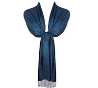 TOSKATOK Ladies Womens Stylish Glitter Sparkle Evening Shawl Pashmina Wrap Stole with Tassel Finishing Cosmic Blue