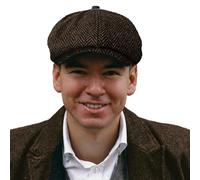 TOSKATOK® Unisex Mens, Ladies 8 Panel Herringbone Tweed Wool Blend Baker Boy Newsboy Flat Gatsby Hat Cap-Brown