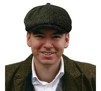 TOSKATOK® Unisex Mens, Ladies 8 Panel Herringbone Tweed Wool Blend Baker Boy Newsboy Flat Gatsby Hat Cap-Olive