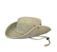 TOSKATOK UPF 50+ Unisex Safari Outback Australian Style Cotton Bush Hat with Wide Brim, Detachable Chin Strap, Side Press Studs and Air Vents-Khaki-60
