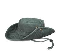 TOSKATOK UPF 50+ Unisex Safari Outback Australian Style Cotton Bush Hat with Wide Brim, Detachable Chin Strap, Side Press Studs and Air Vents-ARMYGREEN-60