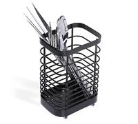 Toski Cutlery Drainer 304 Stainless Steel, Holder Quick Drying, Cutlery Organiser Easy to Access, Sturdy Cutlery Drainer for Sink Ventilated, Kitchen Sink Tidy Non-Slip Black