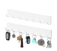 Toski Key Holder for Wall, 2 Pieces Key Rack No Drilling with 5 Hooks, Keys Hooks Self Adhesive, Keys Hanger Suitable for Living Room, House Door, White