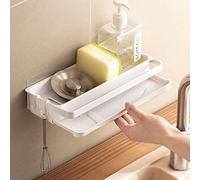 Toski Sponge Holder No-Drill, Sink Caddy Wall-Mounted, Kitchen Organiser Removable Rack With Drain, Kitchen Organiser Space-Saving, Under Sink Storage