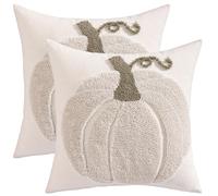 Tosleo 2 Pcs Halloween Pillow Covers 18x18 Inch Tufted Beige Pumpkin with Roots Throw Pillow Covers Autumn Decorations Holiday Decor Linen Pillowcase Cushion Case for Party Sofa Couch Home Decor