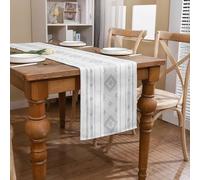 Tosleo Boho Table Runner Gray Stripe Table Runner for Modern Farmhouse Decor Geometry Woven Runner for Home Dining Table décor Weddings Holiday 12 x 108 Inch Long