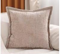 Tosleo Chenille Throw Pillow Covers 12x20 Pack of 2 Thick Textured Slubby Neutral Decorative Pillow Covers with Elegant Design for Couch Sofa Living Room Spring Decor, Khaki