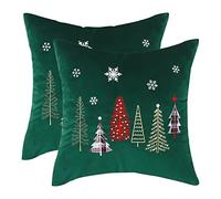Tosleo Christmas Pillow Covers 18x18 Inch Set of 2 Decoration Green Christmas Tree Embroideried Throw Pillow Covers for Bed Sofa Cushion Car